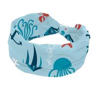 Bandeau large pour femme, motif poissons de pieuvre, bandeau de sport antidérapant, bandeau extensible pour yoga, entraînement, quotidien