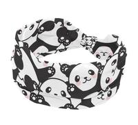 Bandeau large pour femme - Panda - Trésor national - Turban élastique antidérapant - Bandeau d'entraînement tendance - Accessoires pour cheveux