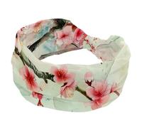 Bandeau large pour femme - Rose - Beau turban élastique en fleurs de cerisier - Bandeau antidérapant - Bandeau d'entraînement à la transpiration - Accessoires pour cheveux