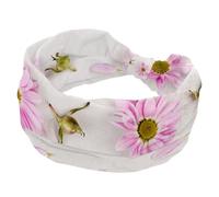 Bandeau large pour femme - Turban élastique - Rose - Pétales de marguerites - Beau bandeau antidérapant - Bandeau d'entraînement tendance - Accessoires pour cheveux