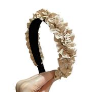Bandeau large rétro fait main avec bord d'oreille plié - Accessoires for cheveux tressés crâniens hauts(Apricot)