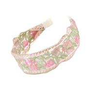 Bandeau large style chinois avec fleurs brodées, tête de mort haute confortable pour le quotidien, les occasions formelles, les vêtements quotidiens