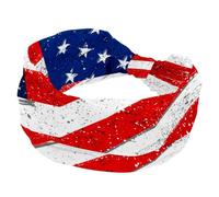 Bandeau large tendance avec drapeau américain avec texture rugueuse grunge vieillie, bandeau pour femme, bandeau élastique croisé, turban pour la sueur, le sport, l'entraînement