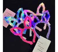 Bandeau lumineux à oreilles de lapin à DEL - Bandeau lumineux en peluche mignonne - Accessoires de cheveux DEL pour femmes, filles, enfants, Noël, Halloween, fête costumée, fournitures de fête