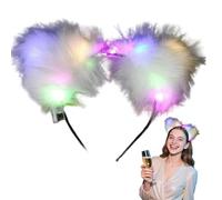 Bandeau lumineux avec oreilles de chat, bandeau LED coloré avec oreilles de chat, cerceau à cheveux mignon alimenté par batterie pour les fêtes, les raves, les festivals, les photos nuit créativ