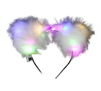 Bandeau lumineux avec oreilles de chat, joli bandeau LED avec oreilles de renard moelleuses et cerceaux en forme cloche pour des photos fête lumineuses, des événements nocturnes et cadea..