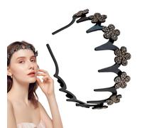 Bandeau Maintien Des Cheveux Serre-tête Ondulé Orné d'une Fleur Strass | Accessoire Capillaire Confortable Anti-Mèches Rebelles Pour Douche Sport Salle De Sport Lavage De Visage