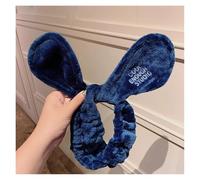 Bandeau mignon for femme avec nœud en polaire corail doux et oreilles d'animaux, accessoires for cheveux, turban for femmes et filles(Twining Navy)