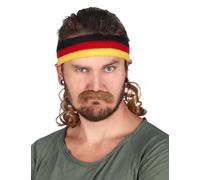 Deguisetoi Bandeau mulet avec moustache Noir Rouge Jaune Taille Unique 100% Polyester