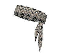 Bandeau ninja noir blanc brun clair imprimé zigzag, cravate réglable pour homme, bandeau de sport pour yoga, course à pied, basket-ball