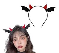 Bandeau noir d'Halloween pour femmes et filles, cornes de diable rouges, ailes de chauve-souris pour femmes et filles