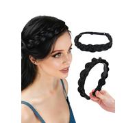 Bandeau noir pour femmes et filles - Style bohème élégant - Tresses synthétiques désordonnées - Aspect naturel - Bandeau élastique