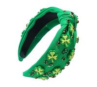 Bandeau noué de la Saint-Patrick,Bandeau noué de la Saint-Patrick pour femme | Bandeau pour la Saint-Patrick,Bandeaux noués trèfle trèfle, larges bandes de cheveux pour femmes et filles