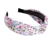 Bandeau noué en Croix, Bandeau en Tissu Floral français élégant for Femme, Accessoire de Cheveux de Style Pastoral Doux et Polyvalent(White)