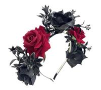 Bandeau noué pour femme avec fleurs de rose - Couronne de mariage - Jour des morts - Accessoire mexicain pour Halloween, mariage, festival - Bandeau tendance pour femme, Ah, 1 count (Pack of 1)