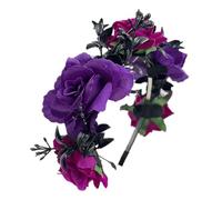 Bandeau noué pour femme avec fleurs de rose - Couronne de mariage - Jour des morts - Accessoire mexicain pour Halloween, mariage, festival - Bandeau tendance pour femme, ag, 1 count (Pack of 1)