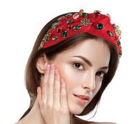 Bandeau noué pour femme | Bandeau large avec perles et strass | Bandeau à nœud supérieur pour spectacle de scène, accessoire photo, rendez-vous