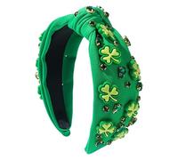 Bandeau noué pour la Saint-Patrick, large nœud pour la Saint-Patrick, bandeau large orné de strass pour femme, accessoires de la Saint-Patrick