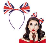 Bandeau Nœud Drapeau Angleterre pour Supportrices, 2 Pièces | Accessoires Cheveux Satiné Léger Chic, Meetings Jardins, Filles Adolescentes