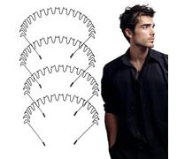 Bandeau ondulé, bandeau en métal pour hommes | 4X élastique à cheveux en métal bandeau ondulé pour hommes - Bandeau Invisible élastique antidérapant pour hommes, bandeau en unisexe à la mode pour l'ex