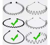 Bandeau ondulé en métal 1/6 pièces bandeau de cheveux ondulé unisexe en métal élastique Simple cerceau tête hommes femmes sport accessoires pour sports de plein air et quotidien(Mixed DEF-3pcs)
