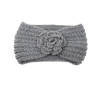 Bandeau Oreille Femme 1PC Women's Knitted Headband For Autumn And Winter, With Wide Edges To Prevent Slipping, Decorated With Roses(4 Medium Grey)