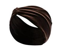 Bandeau Oreille Femme Solid Color Velvet Cross Stretch Headbands for Women Wide Warm Hair Bands Turban Bandage Hair Accessories Headwear(Coffee)