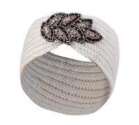 Bandeau Oreille Femme Solid Color Winter Headbands For Women Bowknot Handwork Knitting Hair Accessories Warm Headband(White)