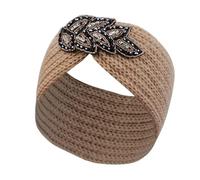 Bandeau Oreille Femme Solid Color Winter Headbands For Women Bowknot Handwork Knitting Hair Accessories Warm Headband(Khaki)