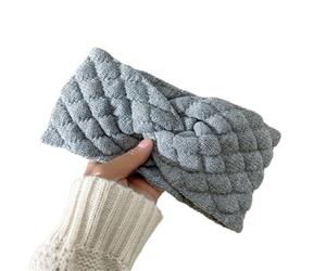 Bandeau Oreille Femme Women Winter Wide Headband Solid Color Knitted Warm Headwrap Girls Elastic Headwear Sports Hair Bands Accessories(Light Grey)