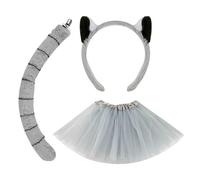 Bandeau Oreilles d'Animal,Bandana Queue de Lémurien et Oreilles - Accessoire de Déguisement pour Filles et Garçons Fête d'Halloween Carnaval Cosplay