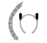 Bandeau Oreilles d'Animal - Bandana Queue de Lémurien et Oreilles | Accessoire de Déguisement pour Filles Garçons Carnaval Fête Costume