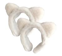 Bandeau oreilles de chat blanc 2 pièces, bandeau oreilles d'animaux en peluche pour femmes, large bande mignonne pour fêtes et Costumes