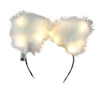 Bandeau oreilles de chat lumineux à LED, bandeau oreilles de chat en fourrure mignonne, cerceaux pour fêtes, festivals, événements nocturnes, parfait pour les femmes et les filles...