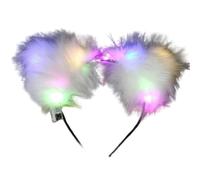 Bandeau oreilles de chat lumineux à LED, cerceaux à cheveux en fourrure brillante pour fêtes, festivals pour femmes et filles (coloré)