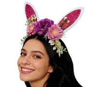 Bandeau oreilles de lapin de Pâques - 26 x 25 cm - Bandeau de lapin de Pâques avec oreilles en tissu | Coiffe mignonne de dessin animé avec motif lurex pour , adultes