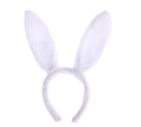 Bandeau Oreilles de Lapin en Peluche Halloween Blanc, Serrage Tete | Fleece Doux, Confortable à Porter, Style Mode et Attrayant, pour Bébés et Ados