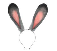 Bandeau oreilles de lapin en peluche pour femmes, fausses oreilles d'officier de lapin, accessoire de Cosplay pour fête et Convention (Grey, One Size)/1