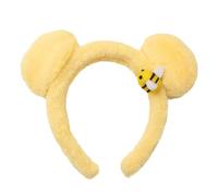 Bandeau Oreilles d'Ours et d'Abeille - Accessoire Cheveux en Peluche avec Décoration Abeille | Bandeau Élastique en Fausse Fourrure pour Festival, Soirée Déguisée, Rencontre et les Jours