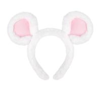 Bandeau oreilles d'ours, oreilles d'ours blanches en peluche douce, adorable couvre-chef élastique pour femmes et enfants, blanc