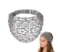 Bandeau orné de perles pour femme - Bandeau en dentelle florale - Large bandeau élastique bohème - Pour les occasions festives, les voyages et la vie quotidienne