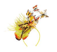 Bandeau papillon - Magnifique serre-tête - Accessoire de costume de fée - Pour carnaval, fête de carnaval, photo - Jaune - Taille unique