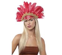 Bandeau plumes de carnaval pour déguisement de paon, masque vénitien brésil avec plumes, panache indien pour costume de fête (rouge)