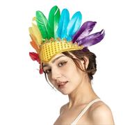 Bandeau plumes de carnaval pour déguisement de paon, masque vénitien brésil avec plumes, panache indien pour déguisement de fête (multicolore)