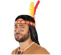 Bandeau Plumes d'Indien - ATOSA - Accessoire de déguisement - Adulte - Noir - Orange, blanc, jaune