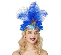 Bandeau Plumes pour Femme Coiffes en plumes et couronne de cristal for femmes(Color8)