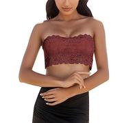 Bandeau Poitrine Femme Coton Haut Soutien Gorge Invisible Grande Taille Bretelle Transparente Amovible Attache Dos sans Push Up Bretelles Ouverture Devant Armature pour Robe De Mariée,2-Vin,M