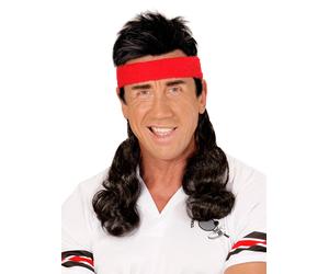 Bandeau Postiche Mulet Années 80 Noir-Rouge Taille Unique Noir