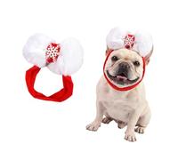 Bandeau pour Animaux de Compagnie à Enfiler pour Les, Red | Accent de flocon de neige en peluche, sangle de tête élastique pour habillage à enfiler, couvre-chef de Costume de