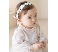 Bandeau pour bébé fille - Bandeau extensible - Double pointe - En nylon doux - Cadeau pour nouveau-né - Fleurs strass blanches